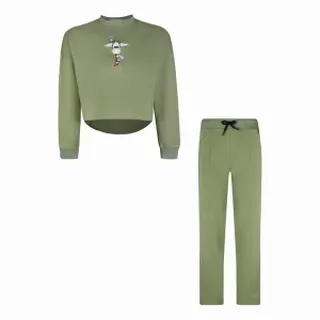 بلوز کراپ شلوار دورس سبز زرافه