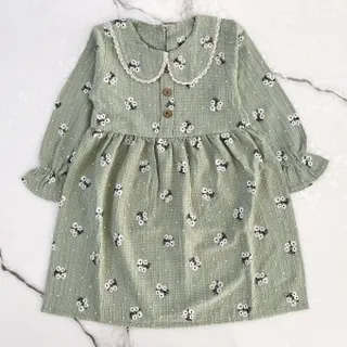 پیراهن گل گلی سبز kids