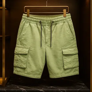 شلوارک بیرونی کتان ۶ جیب سبز آدامسی مردانه | کیفیت بالا