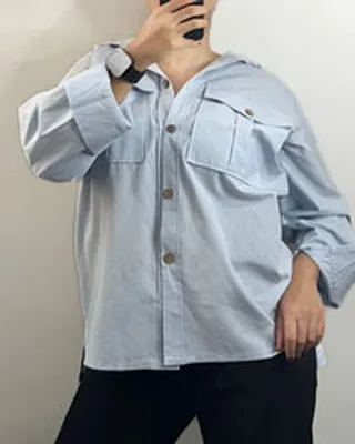 شومیز زنانه دو جیب لینن مدل 4798