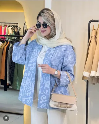 کت ژاکارد یقه شال دار آبی 120517