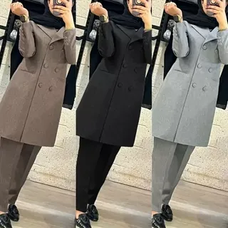 مانتو زنانه اداری رسمی سرمه مشکی طوسی پرشیا