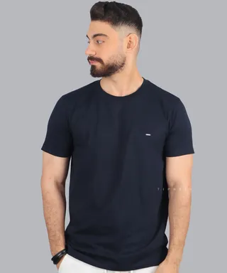 تیشرت ساده سورمه ای مردانه برند تیپ نتی 9138