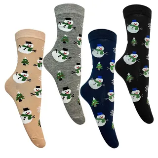 جوراب زنانه تن پوش هنگامه مدل آدم برفی  بسته 4 عدد...