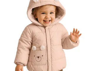 کاپشن توکرکی کلاهدار نوزادی رنگ کرم روشن طرح Dima پاپو papo