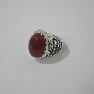 انگشتر مردانه عقیق اصل تراش گنبدی 