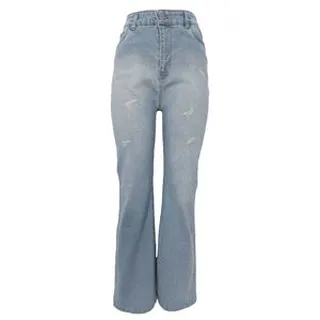 شلوار جین دم پا گشاد زنانه مدل20125 رنگ آبی روشن