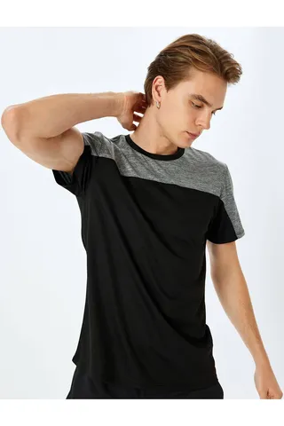 KotonColor Contround Contrast Collar Bike Collar T -Shirt