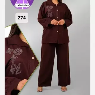 ست تونیک وشلوارزنانه سینه نگین LYجنس ابروبادی صوفیافری سایز 40تا46  ارسال رایگان به تمام نقاط کشور پوشاک زنانه نرگس 