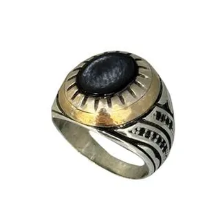 انگشتر نقره مردانه مدل دستساز عقیق سیاه طبیعی کد 973053-2424