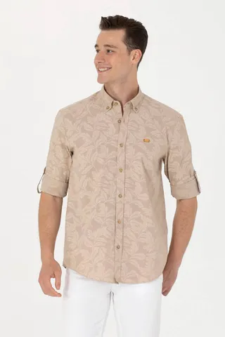 U.S. Polo Assn.پیراهن آستین بلند مردانه شتری 50263598-vr015