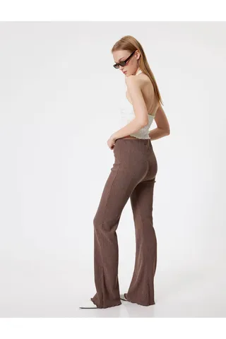KotonFlare Leg Leggings شلوار چروک دار کمر بلند باریک