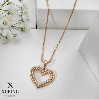 پلاک قلب دور نگین کاری شده ژوپینگ رنگ ثابت کد 109