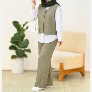 ست سه تیکه جلیقه شلوار و شومیز زنانه تنخور شیک و جذاب