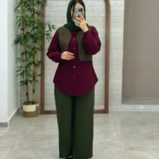 ست سه تیکه سایه یشمی زرشکی