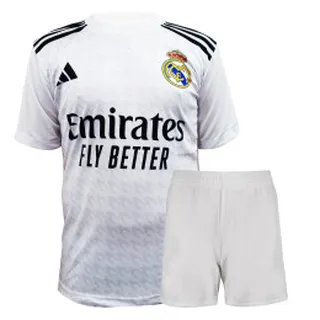 پیراهن و شورت بچگانه اول رئال مادرید با نام و شماره امباپه Real Madrid Home 2024-25 Kit