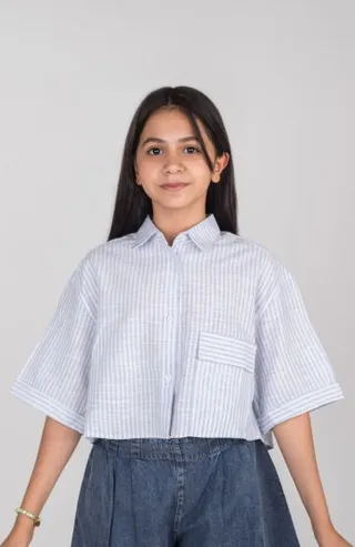 شومیز ساده بافت راه راه آستین افتاده