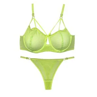 ست شورت و سوتین زنانه شارمین مدل سلندی فنردار هارنس‌دار رنگ فسفری