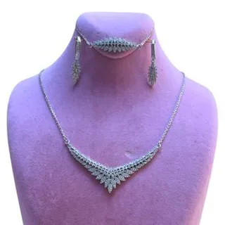 نیم ست نقره زنانه مدل برگ ساچ 0276