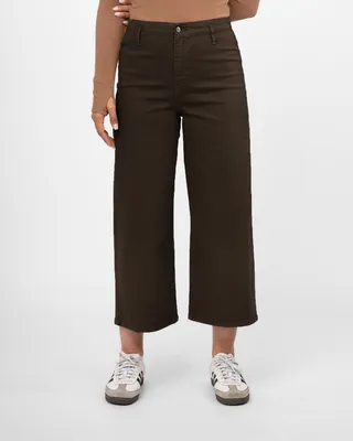 شلوار واید کتان زنانه 3102192 – قهوه‌ای تیره