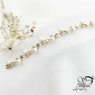 دستبند ژوپینگ مرواریدی طرح طلا کد 17602