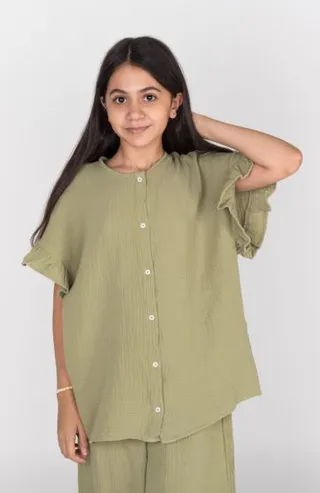 شومیز وال دولایه آستین کوتاه (ست با کد 10676)