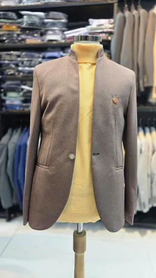 کت تک مردانه یقه دیپلمات شکلاتی