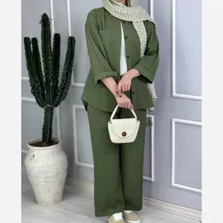ست تونیک شلوار ربکا جنس کراش طرح دار 