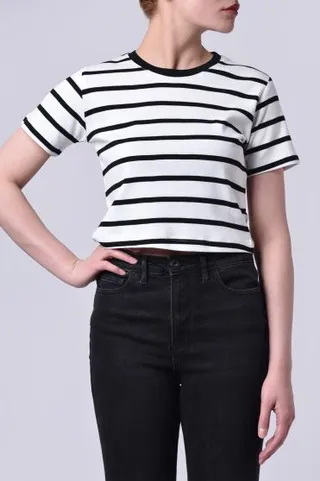 تیشرت آستین کوتاه راه راه زنانه