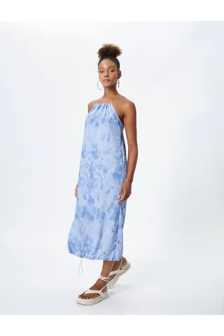 Kotonیقه یقه هالتر لباس چتر نجات جیب ساقه دار با طرح باتیک