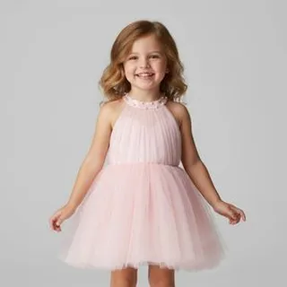 پیراهن بدون آستین یقه هالتر دخترانه تیتیش مدل 656 رنگ صورتی