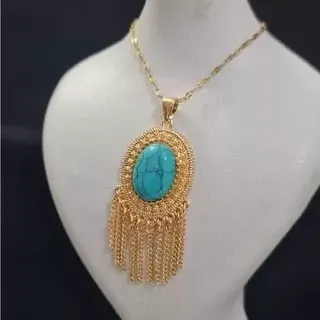 گردنبند فیروزه ای زنانه آویزدار3