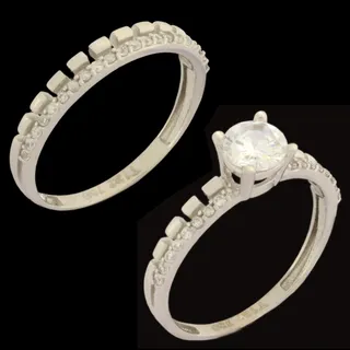 حلقه طلا 18 عیار زنانه طلای مستجابی  کد 6703 مجموعه 2 عددی