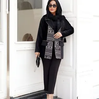 کت تک مزونی طناز مخمل هندی سوزندوزی زنانه کد 0430