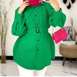 مانتو کمربنددار عیدانه داکرون سایز بزرگ