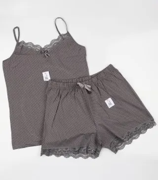 ست تاپ و شورتک نخی طرح دار کد 132202