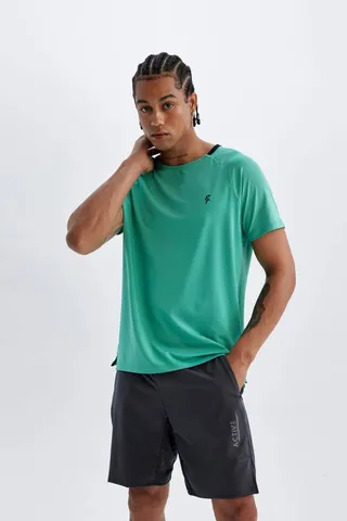 Defactoتیشرت پارچه ای سنگین DeFactoFit Standard Fit Crew Neck Athlete