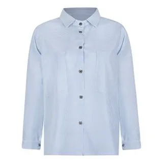 شومیز آستین بلند یقه برگردان زنانه مدل پارادایس رنگ آبی روشن