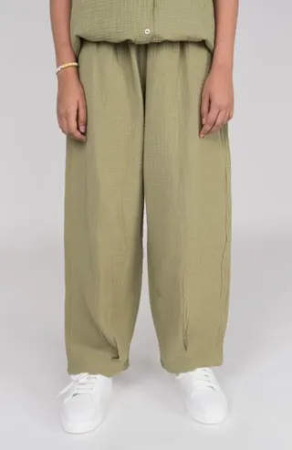 شلوار وال دولایه دمپا پیلی دار (ست با کد 10673)