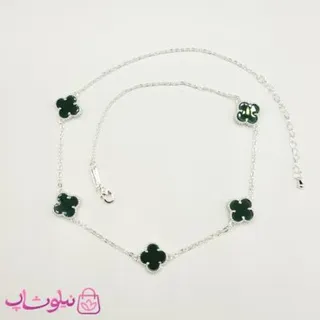 گردنبند زنانه ونکلیف سبز تیره آبکاری نقره کیفیت مستر کد 430
