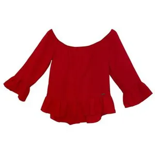 بلوز آستین بلند یقه قایقی زنانه مدل AG353 رنگ قرمز