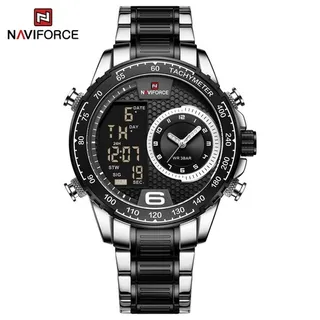 ساعت مچی مردانه بند استیل دوزمانه نیویفورس مدل Naviforce 9199