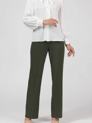 شلوار زنانه پارچه ای کرپ جگوار از بالا گشاد کلاسیک نوشین یشمی